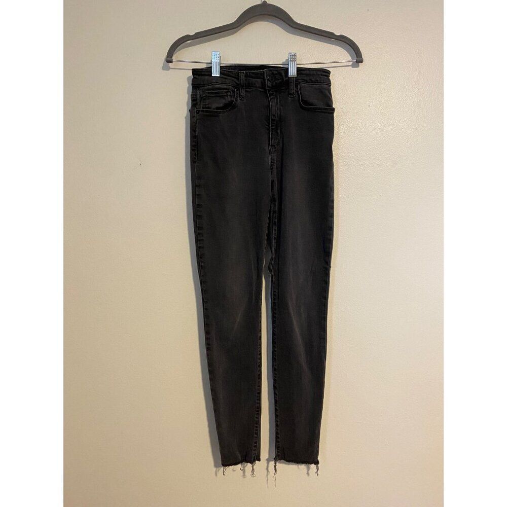 Joes Jeans Womens The Charlie High Rise Skinny Ankle W25 Black Frayed Hem Casual